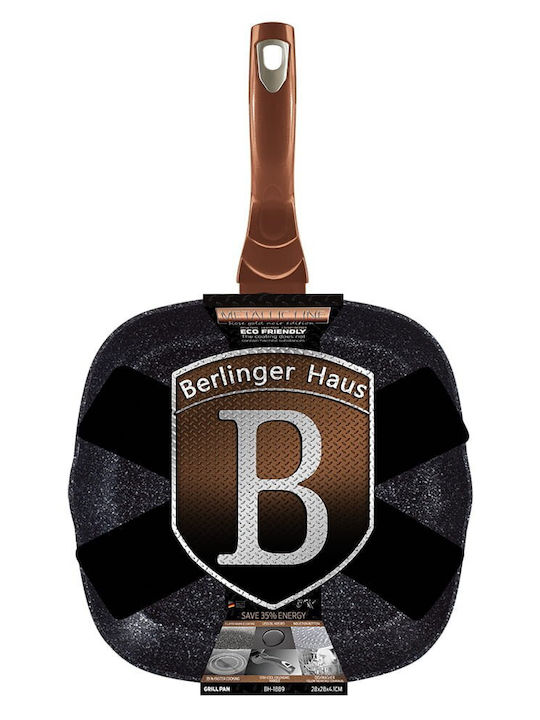 Berlinger Haus Metallic Line Γκριλιέρα από Αλουμίνιο με Επίστρωση από Πέτρα Rose Gold Noir Collection 28cm