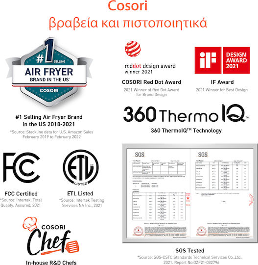 Cosori Dual Blaze Chef Edition Air Fryer with Wi-Fi 6.4lt Gray