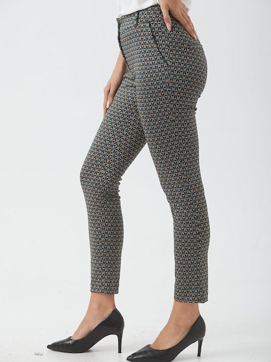 Damen Stoff Hose Printed Black