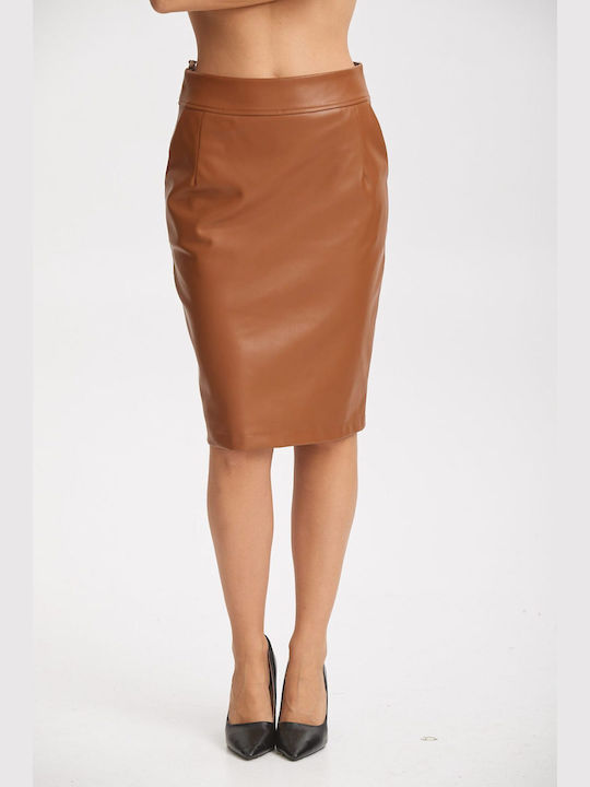 Kannelis Leather Skirt Taba