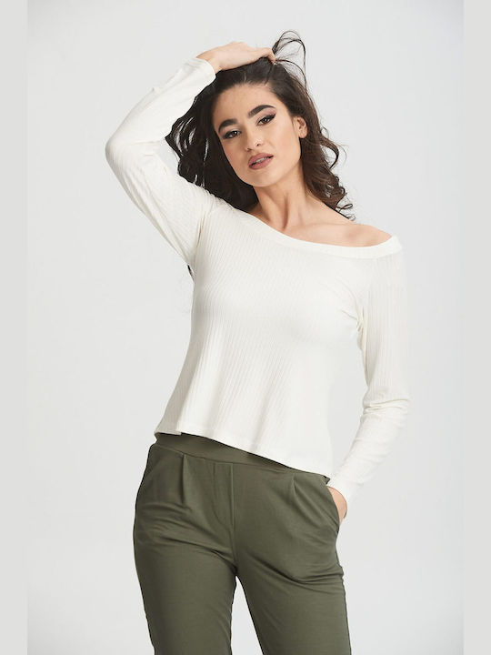 Boutique Γυναικεία Μπλούζα Off-Shoulder Άσπρο