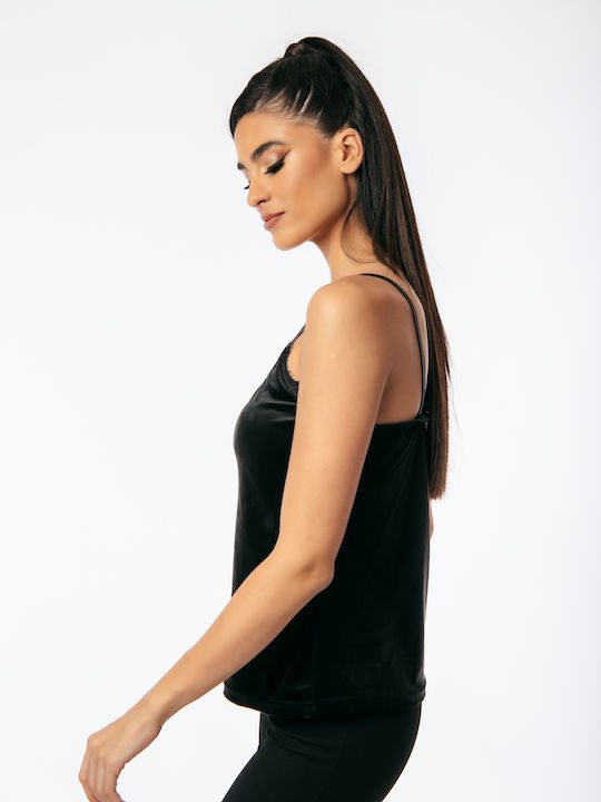 Damen Bluse Samt mit Spitze Blue Roulette