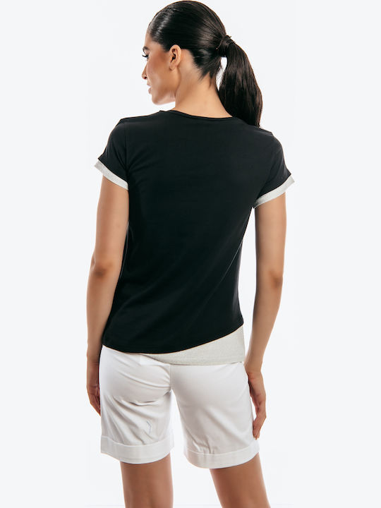 Damen Bluse Kurzärmelig Blue Roulette
