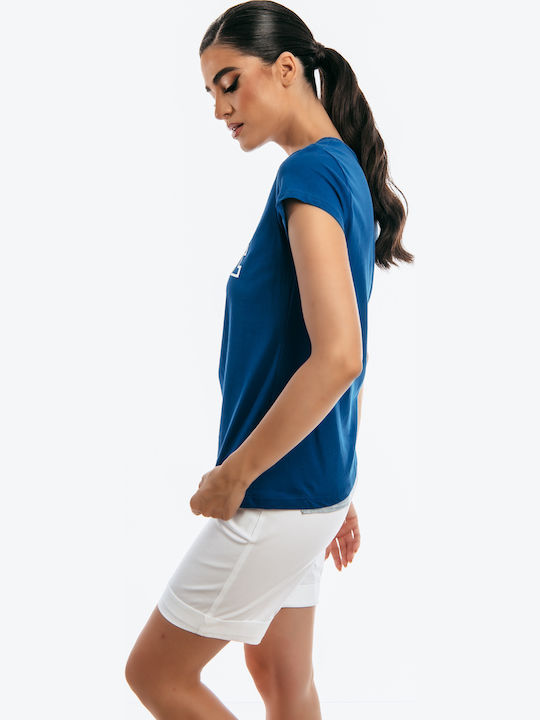Damen Bluse Kurzärmelig Blue Roulette