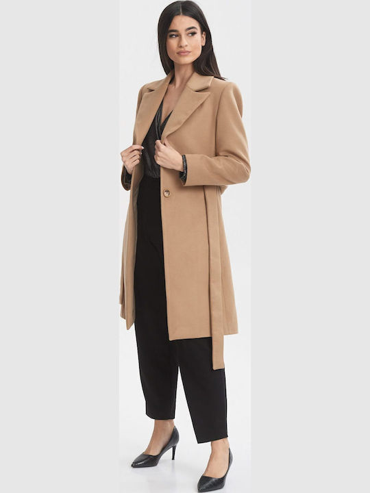 Women's Beige Peacoat with Belt