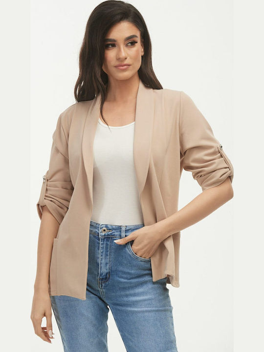 Boutique Γυναικείο Κρεπ Σακάκι Μπεζ