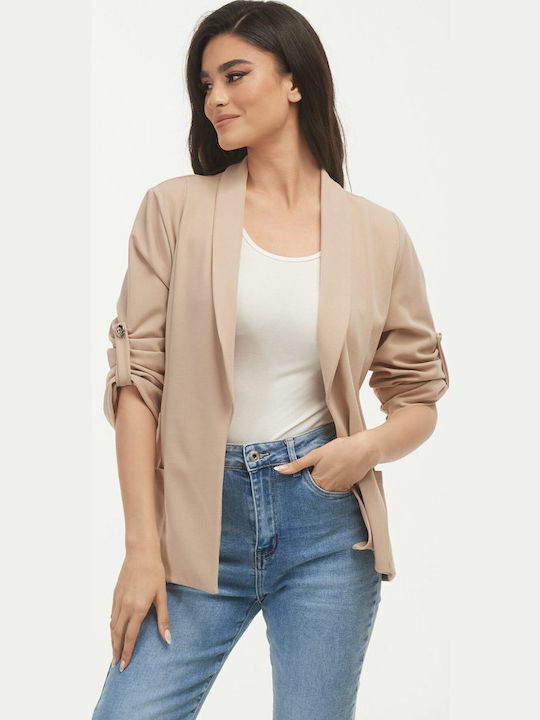 Boutique Γυναικείο Κρεπ Σακάκι Μπεζ