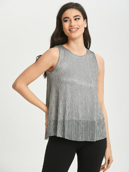 Ecstasy Damen Bluse Rollkragenpullover Silber