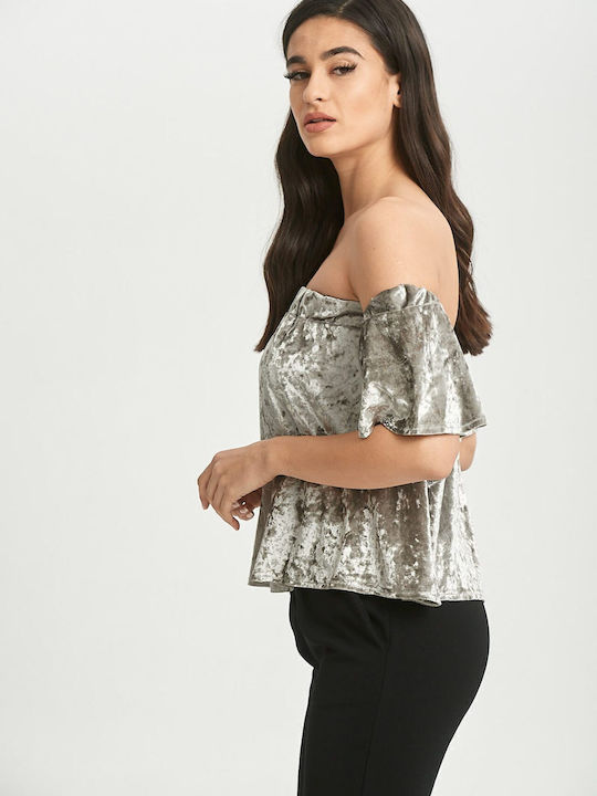 Γυναικεία Μπλούζα Strapless Ασημί