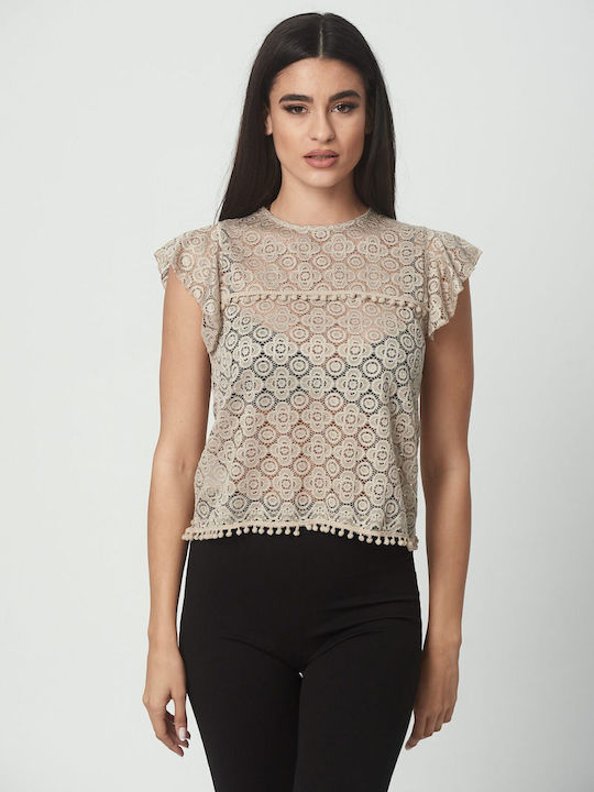 Prive Women's Blouse with Lace Beige