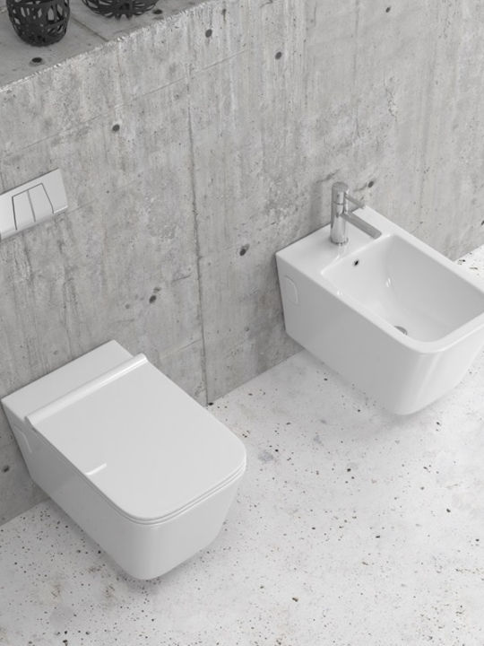Karag rimless Wandhängende Toilette Randlos mit Deckel Sanftes Schließen Weiße