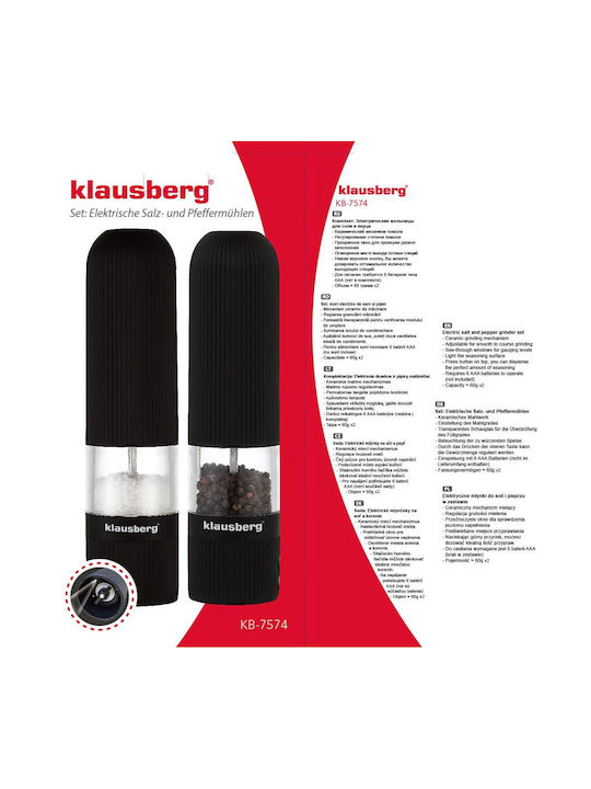 Klausberg Manual Set Spice Mills made of Ceramic in Black Color 5cm 1pcs