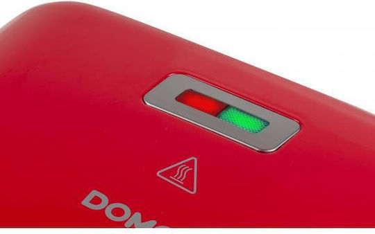 Domo DO9242W Sandwich Maker cu Plăci Detasabile pentru for 2 Sandwiches Sandvișuri 750W Roșie