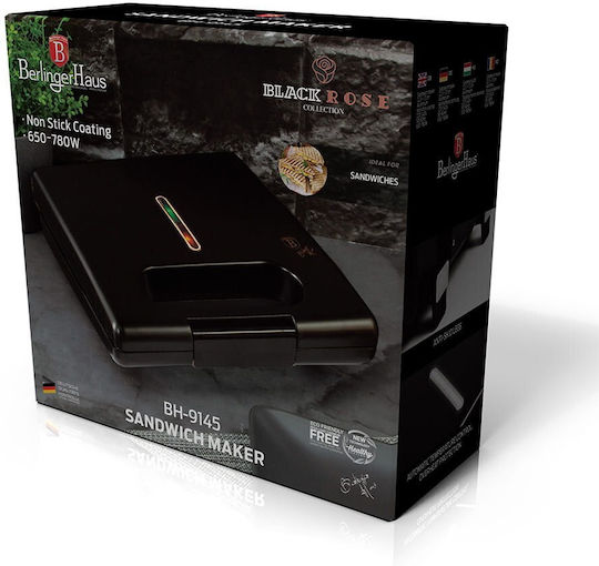 Berlinger Haus Sandwichmaker für 2 Sandwiches 780W Schwarz