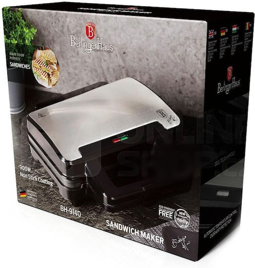 Berlinger Haus Τοστιέρα για 2 Τοστ 900W Inox