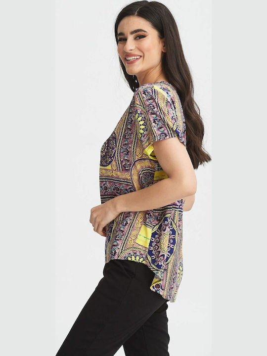 Women's Blouse with V Neckline Multicolour