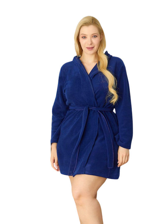 Siyah Inci Iarnă Pijama femei Fleece Halat Dark Blue