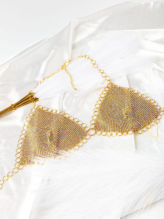 Damen Crop Top Gold