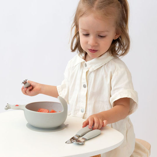Kiokids Σετ Βρεφικά Μαχαιροπίρουνα από Μέταλλο για 6+ μηνών 3τμχ Γκρι
