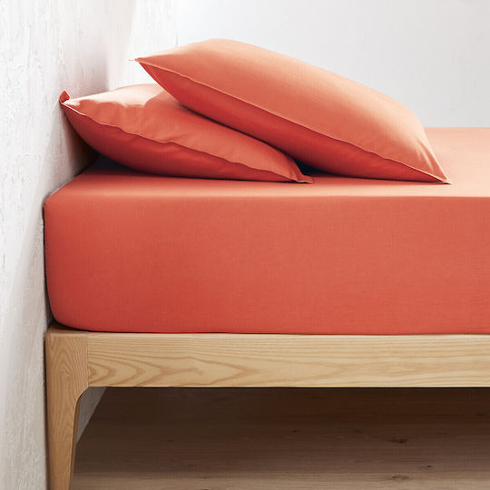 La Redoute Interieurs Σεντόνι Διπλό με Λάστιχο 140x200+30εκ. Προπλυμένο βαμβάκι