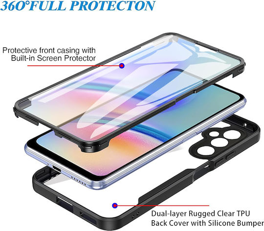 Techsuit ColorVerse 360 Vollschutz Silikon Set mit gehärtetem Glas Schwarz (Galaxy A34)