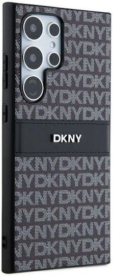 DKNY Mono Stripe & Metal Logo Umschlag Rückseite Silikon / Kunststoff Schwarz (Galaxy S24 Ultra)