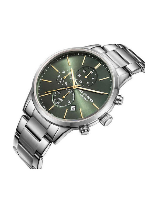 Lee Cooper Men's Watch 43.5mm Chronograph Battery with Silver Metal Bracelet