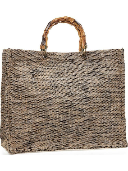 Verde Geantă De Plajă Din Wicker Neagră