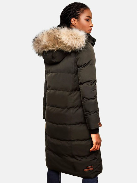 Marikoo Lang Damen Puffer Jacke für Winter Anthracite