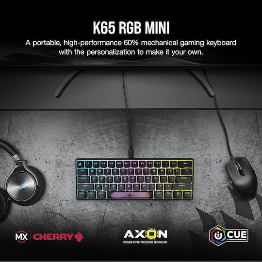 Corsair K65 RGB MINI Gaming Mechanical Keyboard 60% with Cherry MX Brown switches and RGB lighting (English US)