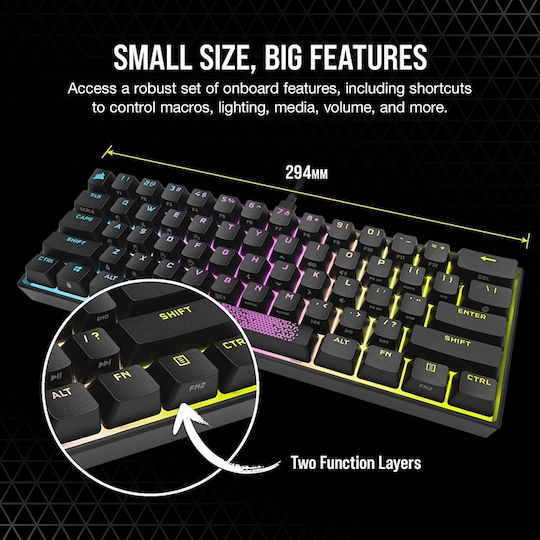 Corsair K65 RGB MINI Gaming Mechanical Keyboard 60% with Cherry MX Brown switches and RGB lighting (English US)