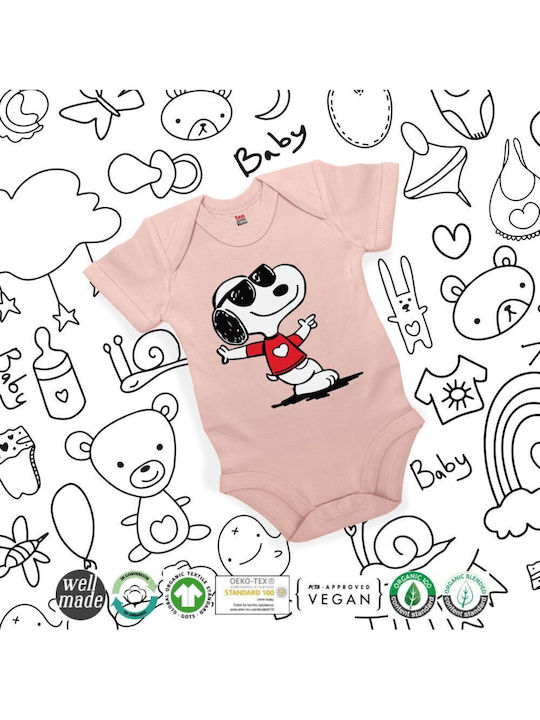 Koupakoupa Snoopy Καρδούλα Baby Bodysuit Short-Sleeved Pink Powder