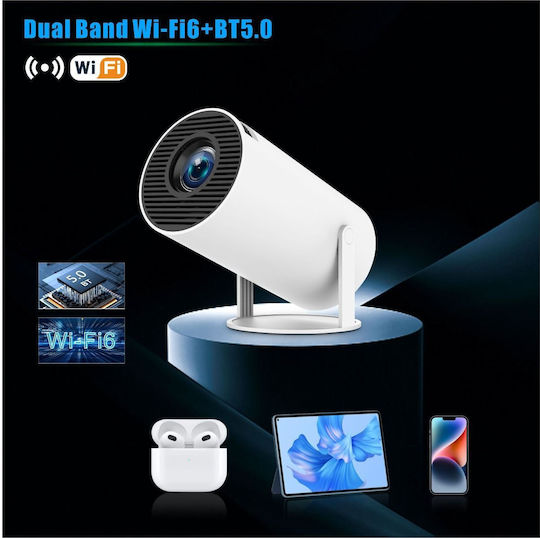 ATC H1 PRO Smart Android 10.018414 Mini Projektor LCD HD LED-Lampe mit Wi-Fi und Eingebauten Lautsprechern Weiß