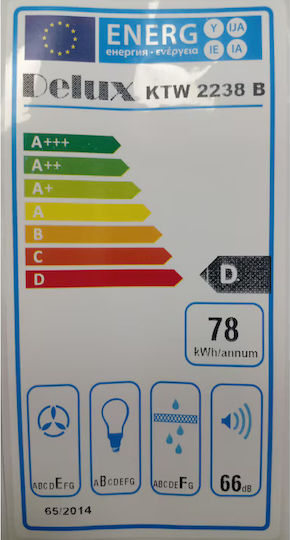 Delux Pro Touch Abzugshaube Schornstein 60cm Schwarze mit Wi-Fi