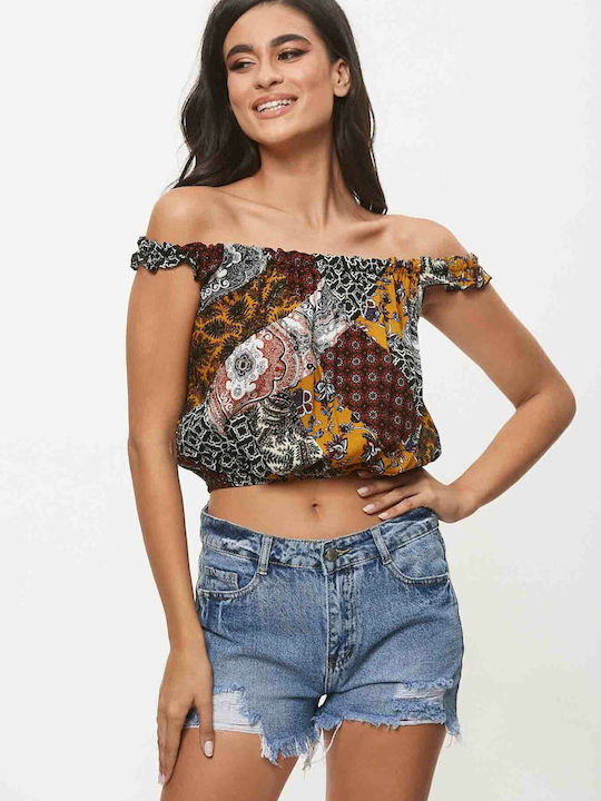 Women's Blouse Off-Shoulder Orange
