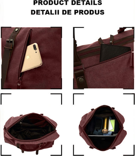 Quasar Duffle Sack Voyage 55lt Burgundy with Wheels Fabric L57xW25xH39cm