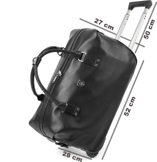 Quasar Duffle Сак Вояж 40лт Черен с колела от Изкуствена кожа Д52xШ27xВ28см.