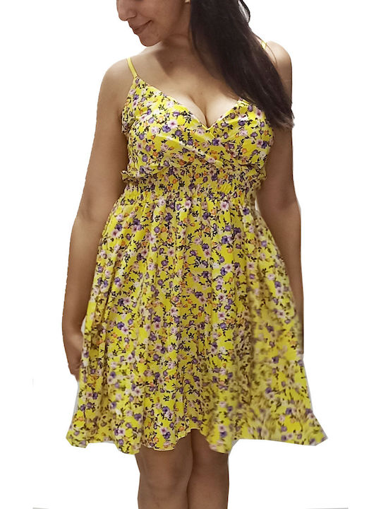 New Collection Mini Dress Wrap with Ruffle Yellow