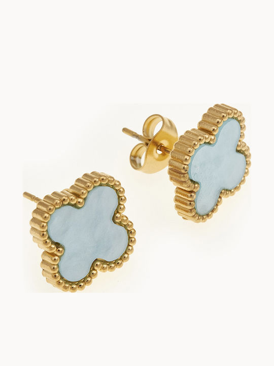 Earrings made of Steel Gold Plated Blue