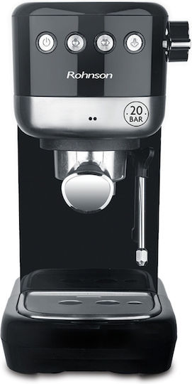 Rohnson Μηχανή Espresso 1350W Πίεσης 20bar Μαύρη R-98014