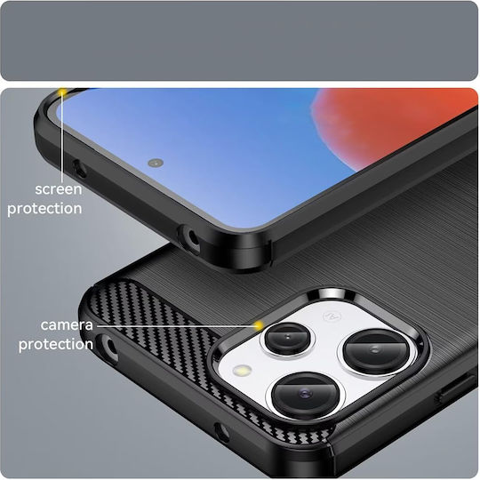 Techsuit Carbon Umschlag Rückseite Silikon Schwarz (Xiaomi Redmi 13, Poco M6 4G)
