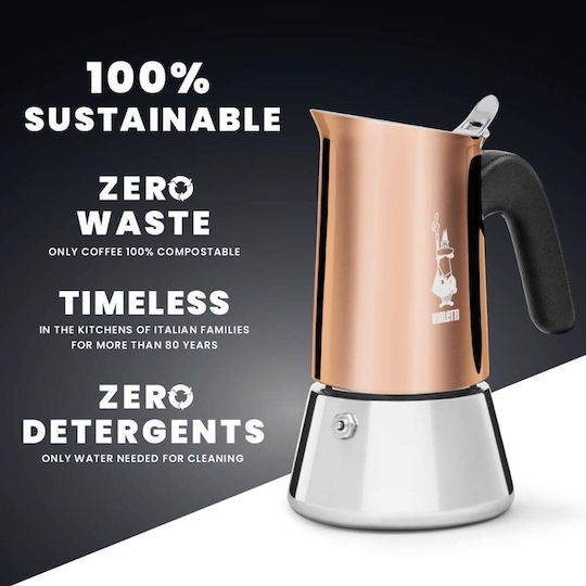 Bialetti Stovetop Espresso Pot 4 Cups Copper