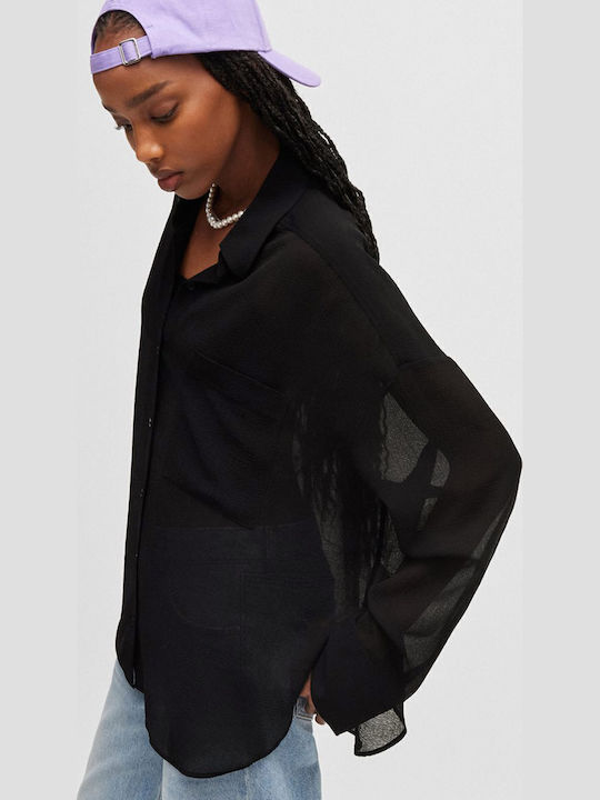 Exifa Langärmelig Damen Hemd Black