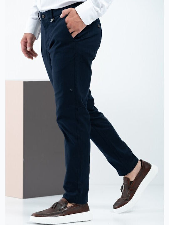 Pantaloni Chino Elastic Slim Fit Albastru