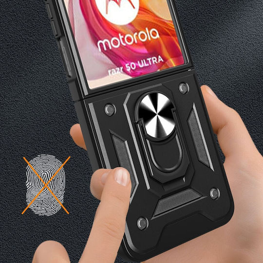Magnetic Ring Hard Case Black Motorola Razr 50 Ultra 5G