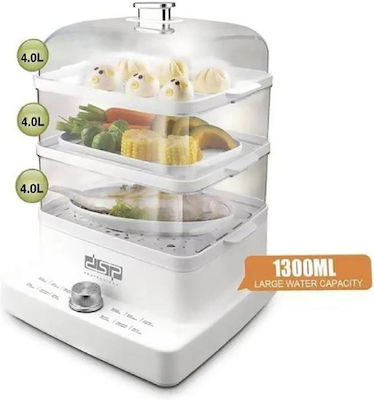 DSP Food Steamer with 3 Steaming Decks 12lt