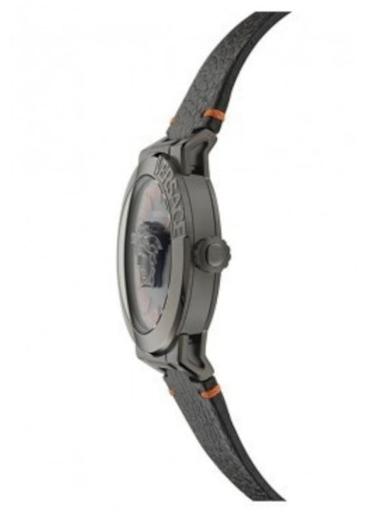 Versace Medusa Infinite Ανδρικό Ρολόι 43mm Μπαταρίας με Μαύρο Δερμάτινο Λουράκι