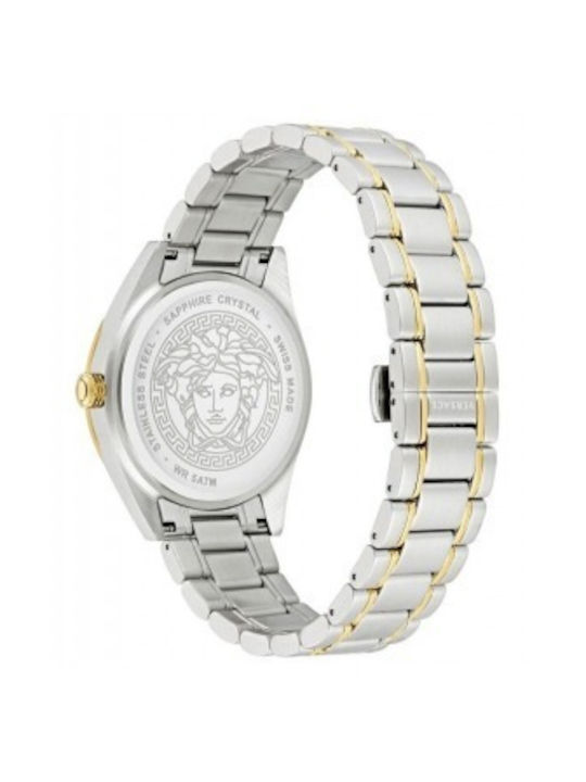 Versace V-code Watch Battery with Silver Metal Bracelet