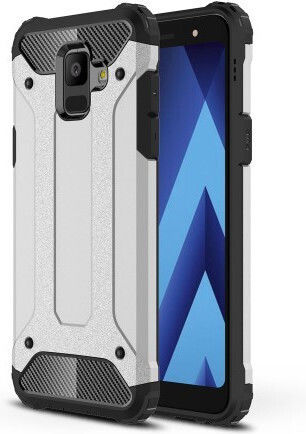 Hurtel Tough Armor Umschlag Rückseite Silikon Silber (Galaxy A6 2018)