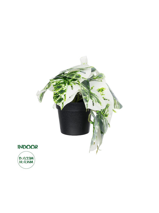 Globostar Artificial Garden Albino Monstera Plant 20946 Διακοσμητικό Φυτό Μονστέρα Φ23 X Υ16cm